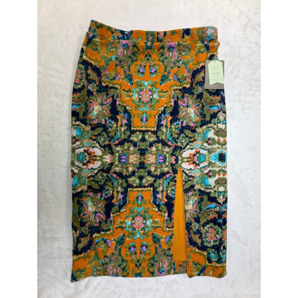 Maeve Multicolor Tapestry Jacquard Slit Pencil Skirt Womens Medium NWT